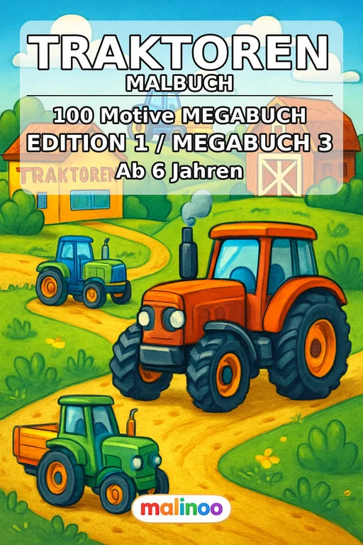 Traktoren Malbuch 100 Ausmalbilder gedruckt+gebunden – Cover