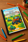 Traktoren Malbuch 100 Ausmalbilder gedruckt+gebunden – Mockup-Ansicht