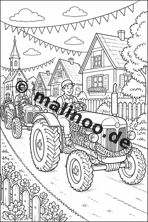 Traktoren Malbuch 100 Ausmalbilder gedruckt und gebunden – Vorschaubild 3