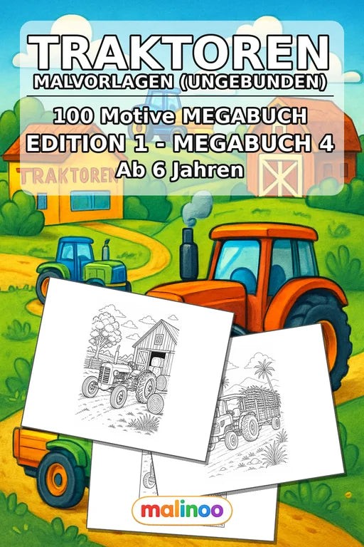 Traktoren Malbuch 100 Ausmalbilder gedruckt+lose – Cover