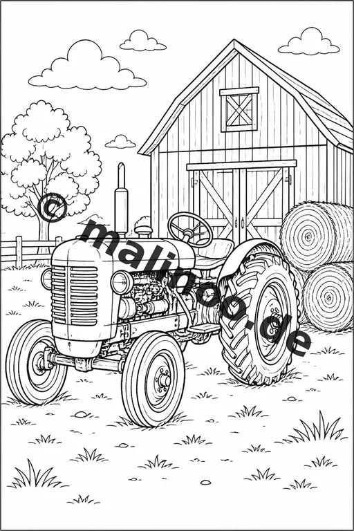 Traktoren Malbuch 20 Ausmalbilder PDF Download digital – Vorschaubild 1