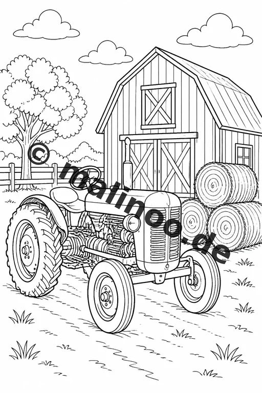 Traktoren Malbuch 20 Ausmalbilder PDF Download digital – Vorschaubild 1