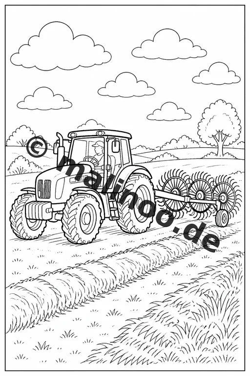 Traktoren Malbuch 20 Ausmalbilder PDF Download digital – Vorschaubild 2