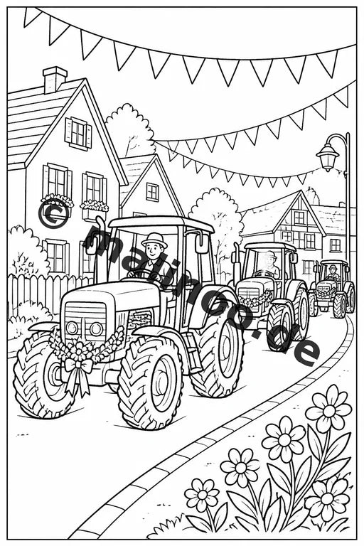 Traktoren Malbuch 20 Ausmalbilder PDF Download digital – Vorschaubild 3