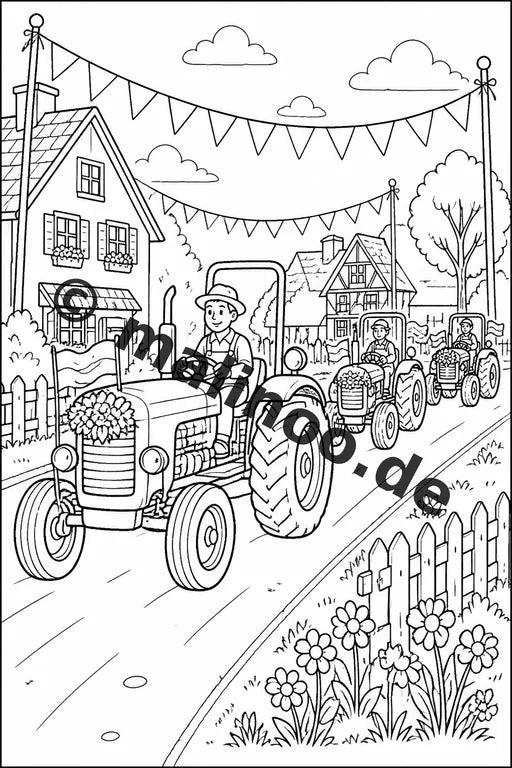 Traktoren Malbuch 20 Ausmalbilder PDF Download digital – Vorschaubild 3