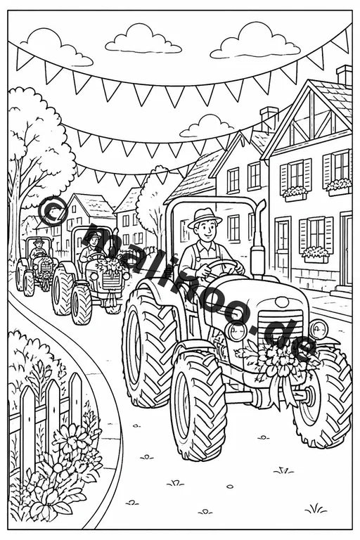 Traktoren Malbuch 20 Ausmalbilder PDF Download digital – Vorschaubild 3