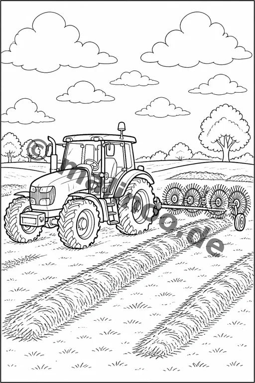 Traktoren Malbuch 20 Ausmalbilder PDF Download – Vorschaubild 3