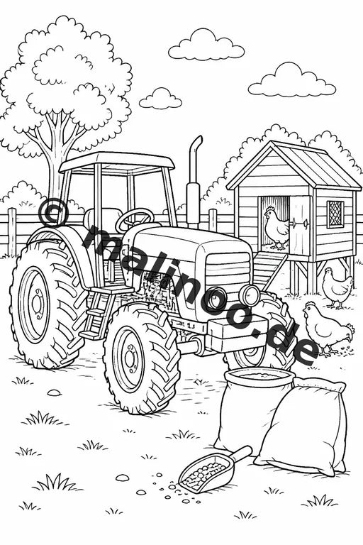Traktoren Malbuch 20 Ausmalbilder PDF Download digital – Vorschaubild 4