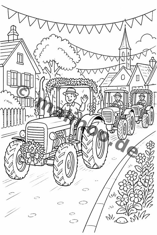 Traktoren Malbuch 20 Ausmalbilder PDF Download – Vorschaubild 5