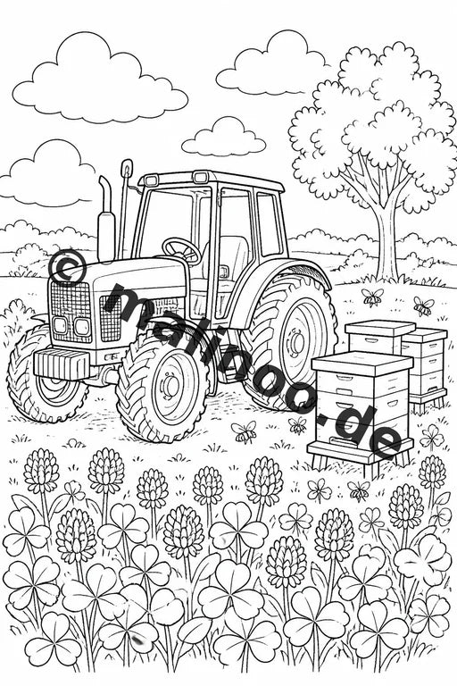 Traktoren Malbuch 20 Ausmalbilder gedruckt und gebunden – Vorschaubild 5