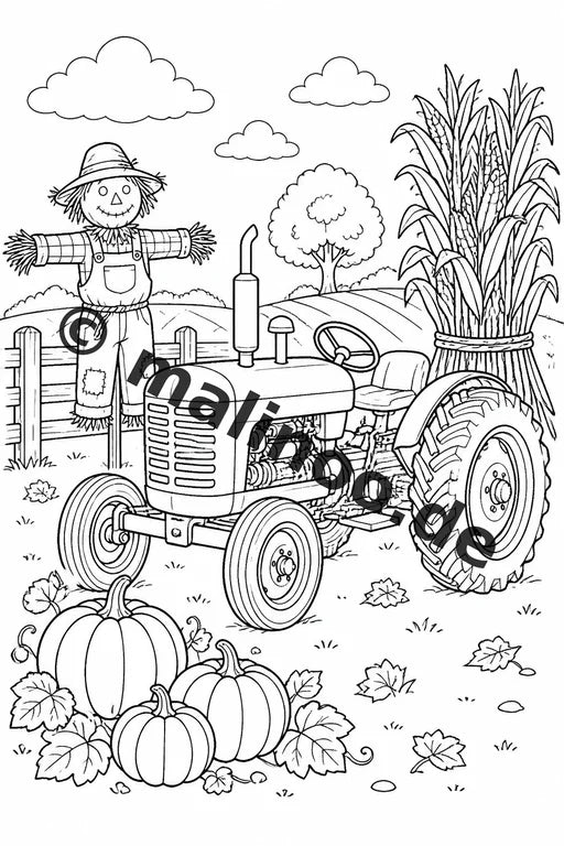 Traktoren Malbuch 20 Ausmalbilder gedruckt und gebunden – Vorschaubild 8