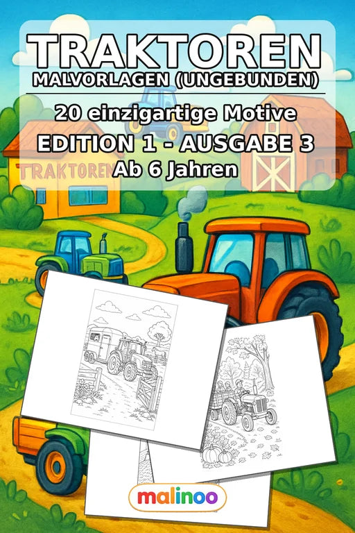 Traktoren Malbuch 20 Ausmalbilder gedruckt+lose – Cover