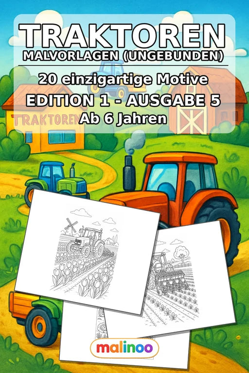 Traktoren Malbuch 20 Ausmalbilder gedruckt+lose – Cover