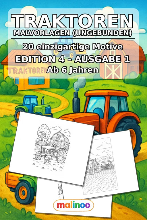 Traktoren Malbuch 20 Ausmalbilder gedruckt+lose – Cover