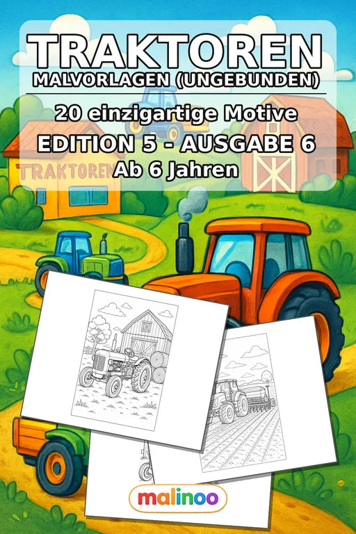 Traktoren Malbuch 20 Ausmalbilder gedruckt+lose – Cover
