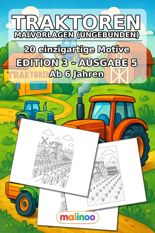 Traktoren Malbuch 20 Ausmalbilder gedruckt+lose – Cover