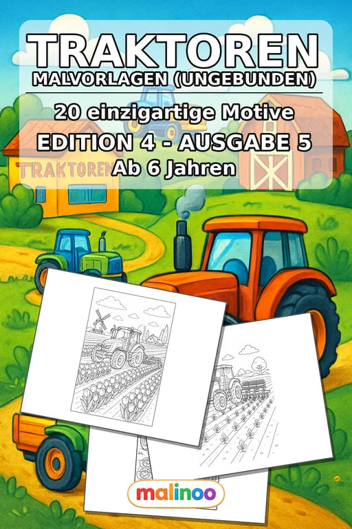 Traktoren Malbuch 20 Ausmalbilder gedruckt+lose – Cover