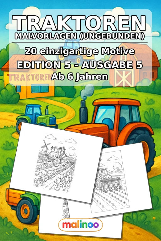 Traktoren Malbuch 20 Ausmalbilder gedruckt+lose – Cover