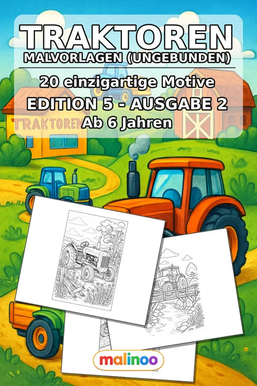 Traktoren Malbuch 20 Ausmalbilder gedruckt+lose – Cover