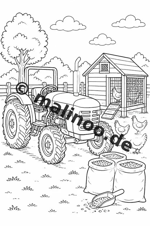 Traktoren Malbuch 20 Ausmalbilder gedruckt, ungebunden – Vorschaubild 4