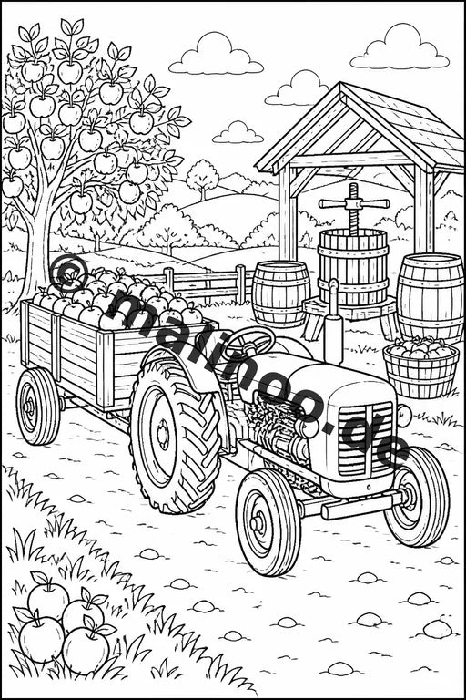 Traktoren Malbuch 20 Ausmalbilder gedruckt, ungebunden – Vorschaubild 9