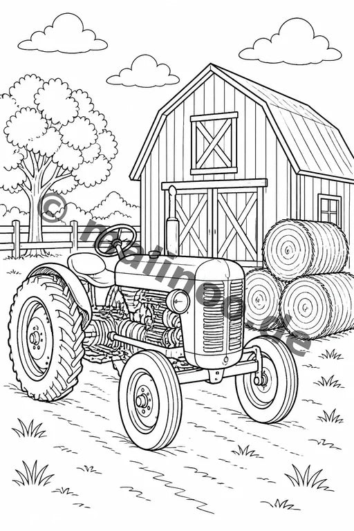 Traktoren Malbuch 50 Ausmalbilder PDF Download – Vorschaubild 1