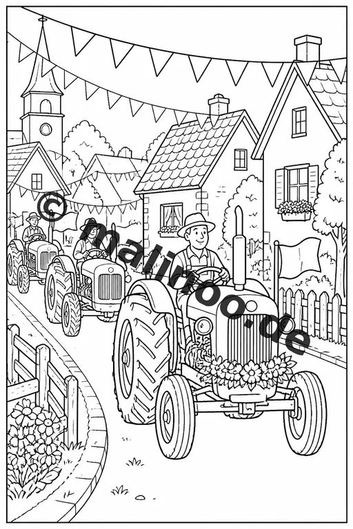 Traktoren Malbuch 50 Ausmalbilder PDF Download digital – Vorschaubild 3