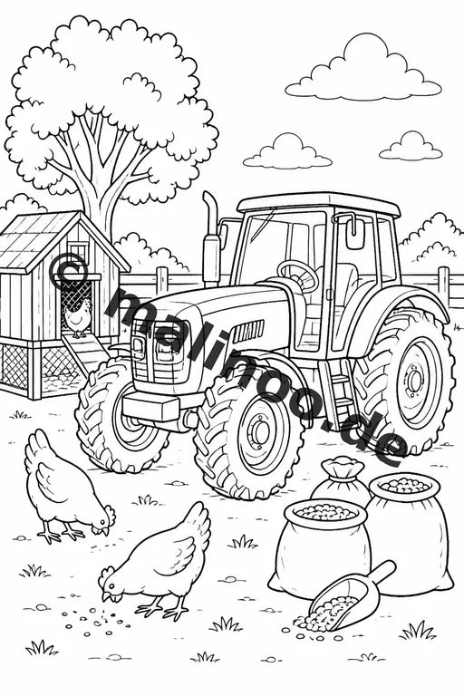 Traktoren Malbuch 50 Ausmalbilder PDF Download digital – Vorschaubild 4