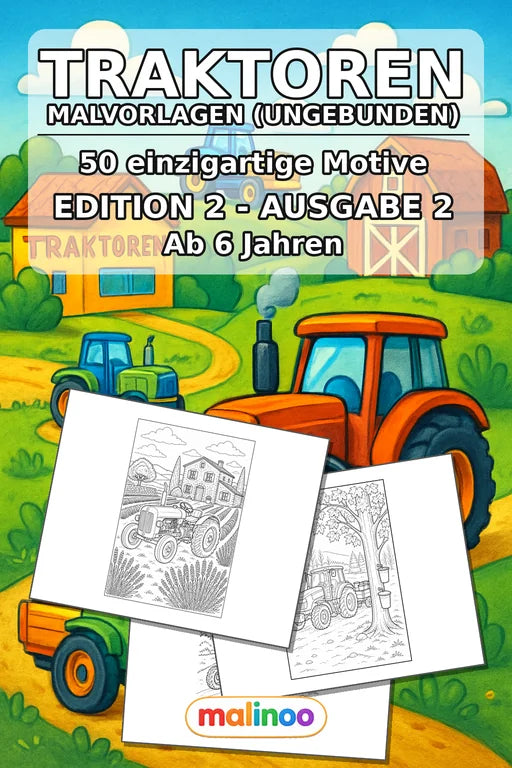 Traktoren Malbuch 50 Ausmalbilder gedruckt+lose – Cover