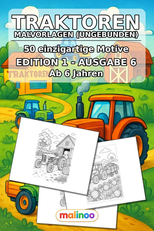 Traktoren Malbuch 50 Ausmalbilder gedruckt+lose – Cover