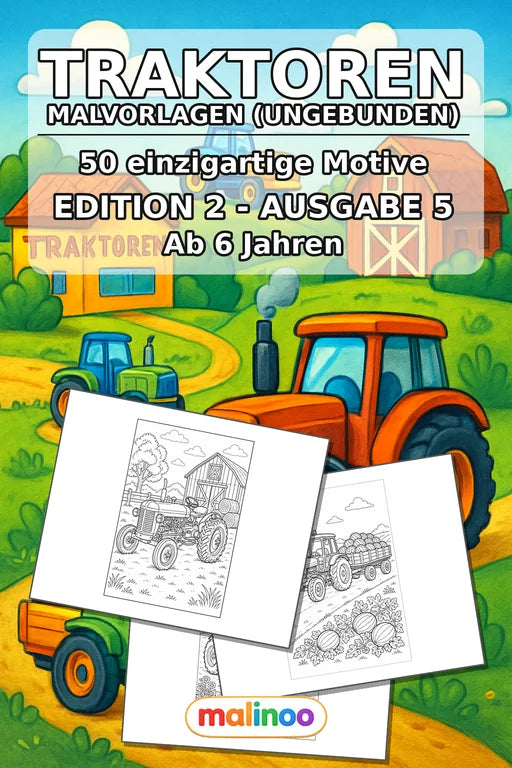 Traktoren Malbuch 50 Ausmalbilder gedruckt+lose – Cover