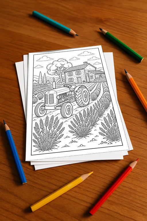 Traktoren Malbuch 50 Ausmalbilder gedruckt+lose – Mockup-Ansicht