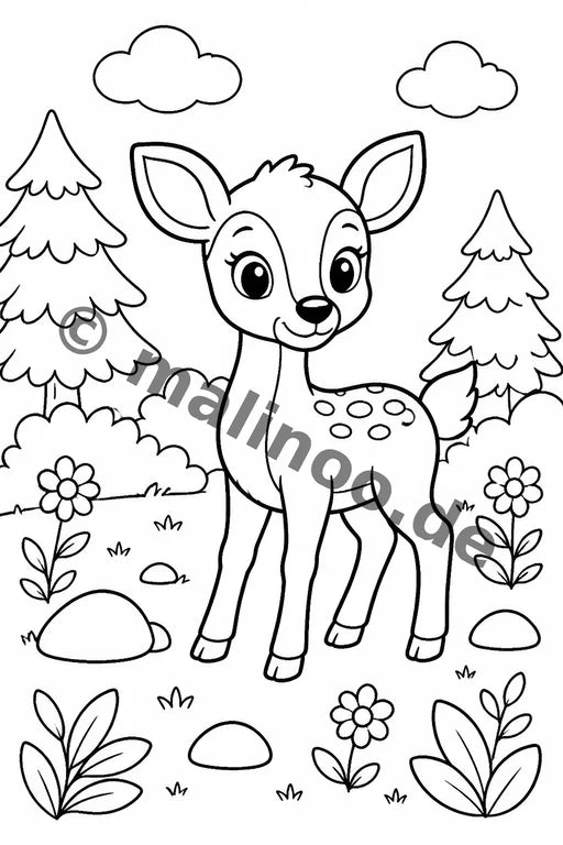 Waldtiere Malbuch 100 Ausmalbilder PDF Download – Vorschaubild 1