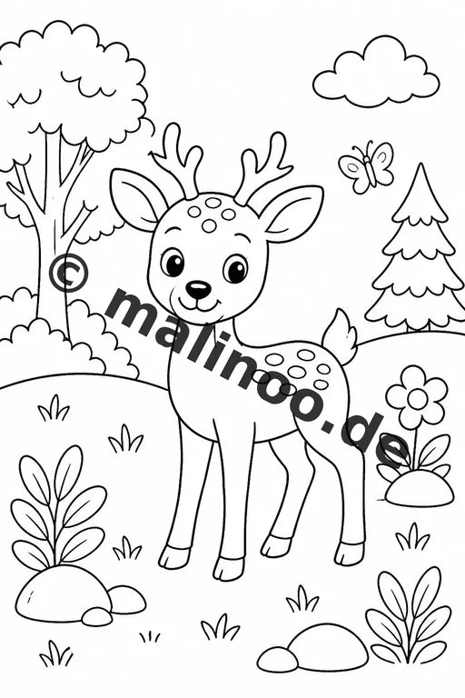 Waldtiere Malbuch 100 Ausmalbilder PDF Download digital – Vorschaubild 1