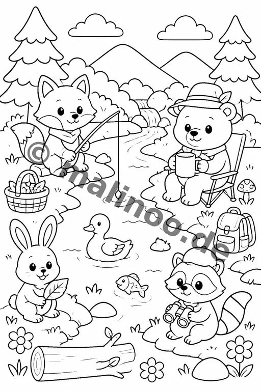 Waldtiere Malbuch 100 Ausmalbilder PDF Download – Vorschaubild 2
