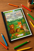 Waldtiere Malbuch 100 Ausmalbilder gedruckt+gebunden – Mockup-Ansicht