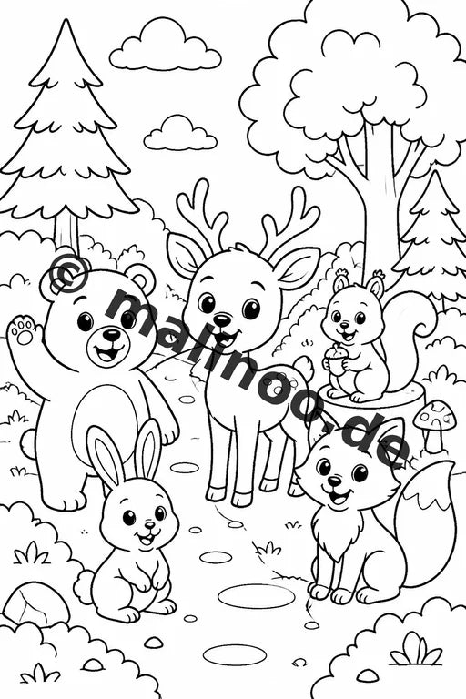 Waldtiere Malbuch 100 Ausmalbilder gedruckt und gebunden – Vorschaubild 2
