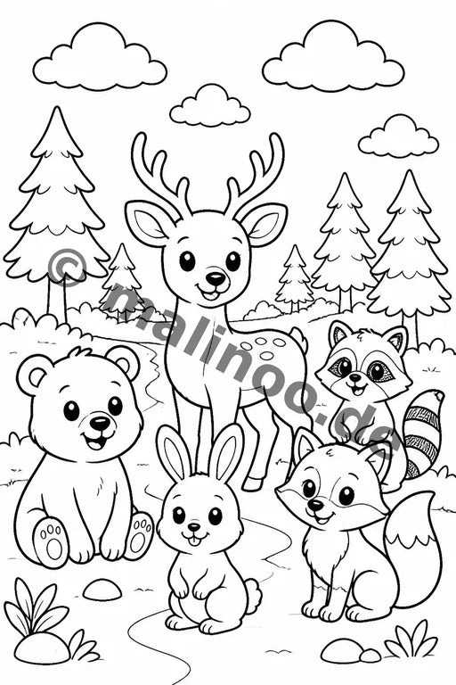 Waldtiere Malbuch 100 Ausmalbilder gedruckt+lose – Vorschaubild 3
