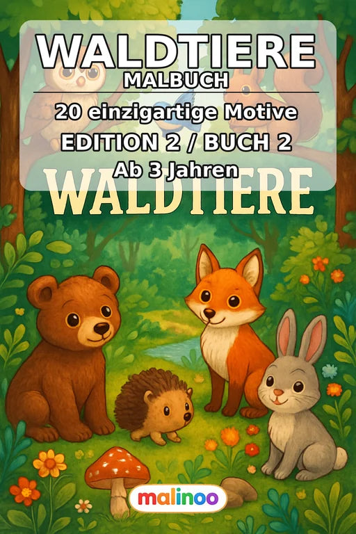Waldtiere Malbuch 20 Ausmalbilder PDF Download – Cover