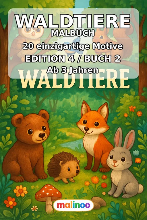 Waldtiere Malbuch 20 Ausmalbilder PDF Download – Cover