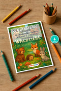 Waldtiere Malbuch 20 Ausmalbilder PDF Download – Mockup-Ansicht