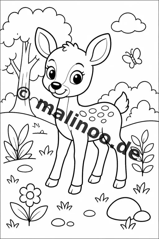 Waldtiere Malbuch 20 Ausmalbilder PDF Download digital – Vorschaubild 1