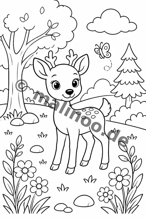 Waldtiere Malbuch 20 Ausmalbilder PDF Download – Vorschaubild 1