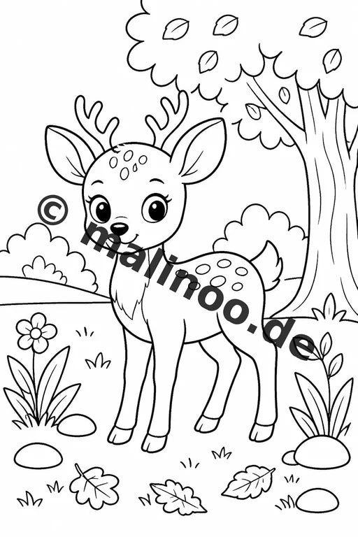 Waldtiere Malbuch 20 Ausmalbilder PDF Download digital – Vorschaubild 1