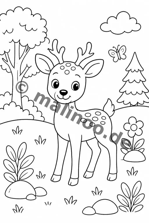Waldtiere Malbuch 20 Ausmalbilder PDF Download – Vorschaubild 1