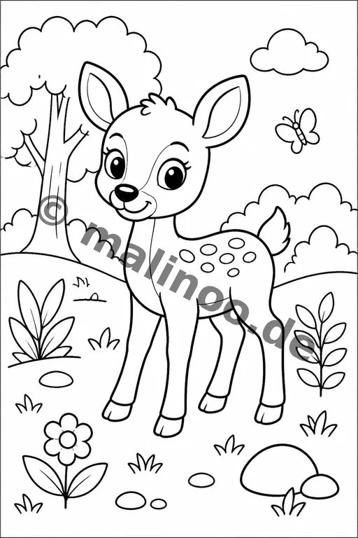 Waldtiere Malbuch 20 Ausmalbilder PDF Download – Vorschaubild 1