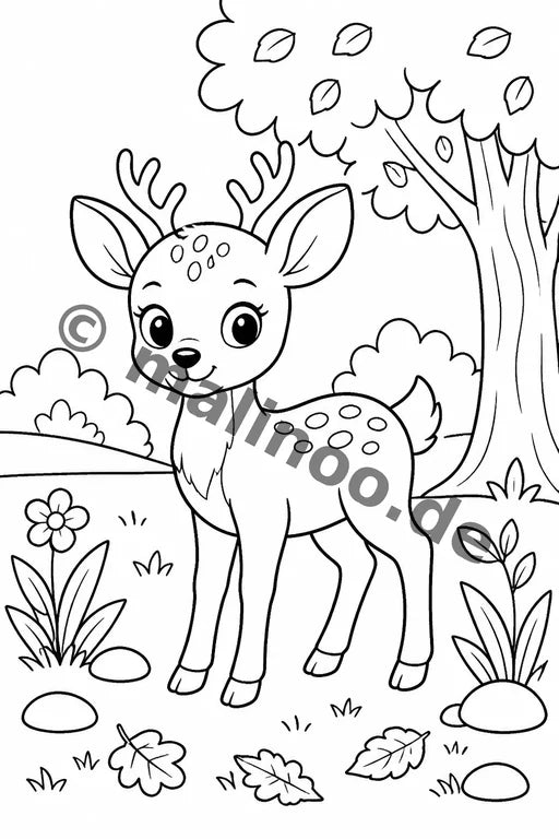 Waldtiere Malbuch 20 Ausmalbilder PDF Download – Vorschaubild 1