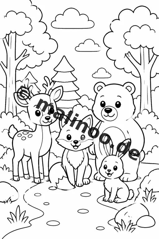Waldtiere Malbuch 20 Ausmalbilder PDF Download digital – Vorschaubild 2