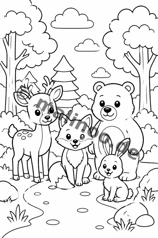Waldtiere Malbuch 20 Ausmalbilder PDF Download – Vorschaubild 3