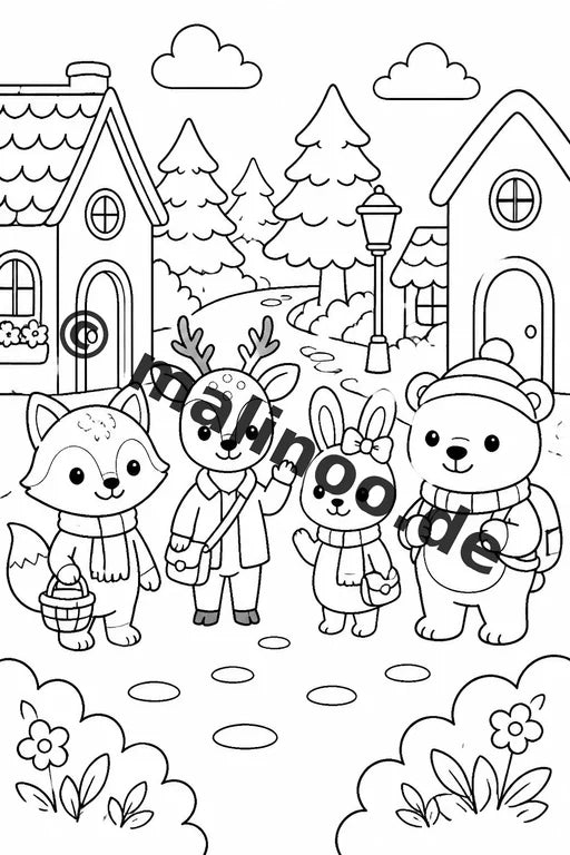 Waldtiere Malbuch 20 Ausmalbilder PDF Download digital – Vorschaubild 3